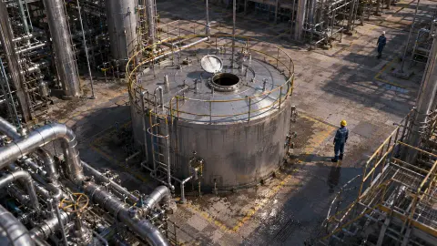 La boca de hombre del tanque, abierta y sin nadie